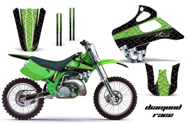 Dirt Bike Graphics Kit Decal Wrap For Kawasaki KX125 KX250 1992-1993 DIAMOND RACE GREEN BLACK-atv motorcycle utv parts accessories gear helmets jackets gloves pantsAll Terrain Depot