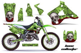 Graphics Kit Decal Wrap + # Plates For Kawasaki KX125 KX250 1994-1998 BONES GREEN-atv motorcycle utv parts accessories gear helmets jackets gloves pantsAll Terrain Depot