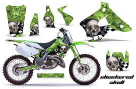 Dirt Bike Graphics Kit Decal Wrap For Kawasaki KX125 KX250 1994-1998 CHECKERED SILVER GREEN-atv motorcycle utv parts accessories gear helmets jackets gloves pantsAll Terrain Depot