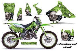 Graphics Kit Decal Wrap + # Plates For Kawasaki KX125 KX250 1994-1998 CHECKERED SILVER GREEN-atv motorcycle utv parts accessories gear helmets jackets gloves pantsAll Terrain Depot