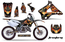 Dirt Bike Graphics Kit Decal Wrap For Kawasaki KX125 KX250 1994-1998 FIRESTORM BLACK-atv motorcycle utv parts accessories gear helmets jackets gloves pantsAll Terrain Depot