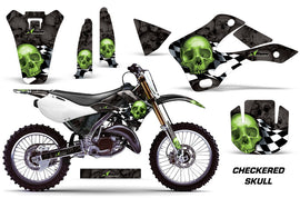 Dirt Bike Graphics Kit Decal Wrap For Kawasaki KX125 KX250 1999-2002 CHECKERED GREEN BLACK-atv motorcycle utv parts accessories gear helmets jackets gloves pantsAll Terrain Depot