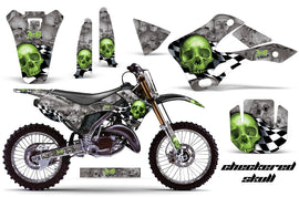 Graphics Kit Decal Wrap + # Plates For Kawasaki KX125 KX250 1999-2002 CHECKERED GREEN SILVER-atv motorcycle utv parts accessories gear helmets jackets gloves pantsAll Terrain Depot