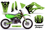 Dirt Bike Graphics Kit Decal Wrap For Kawasaki KX125 KX250 1999-2002 DIAMOND FLAMES BLACK GREEN