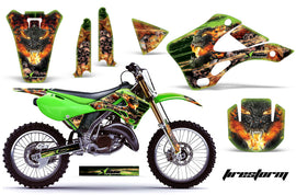 Dirt Bike Graphics Kit Decal Wrap For Kawasaki KX125 KX250 1999-2002 FIRESTORM GREEN-atv motorcycle utv parts accessories gear helmets jackets gloves pantsAll Terrain Depot