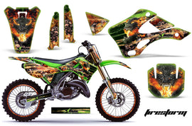 Graphics Kit Decal Wrap + # Plates For Kawasaki KX125 KX250 1999-2002 FIRESTORM GREEN-atv motorcycle utv parts accessories gear helmets jackets gloves pantsAll Terrain Depot