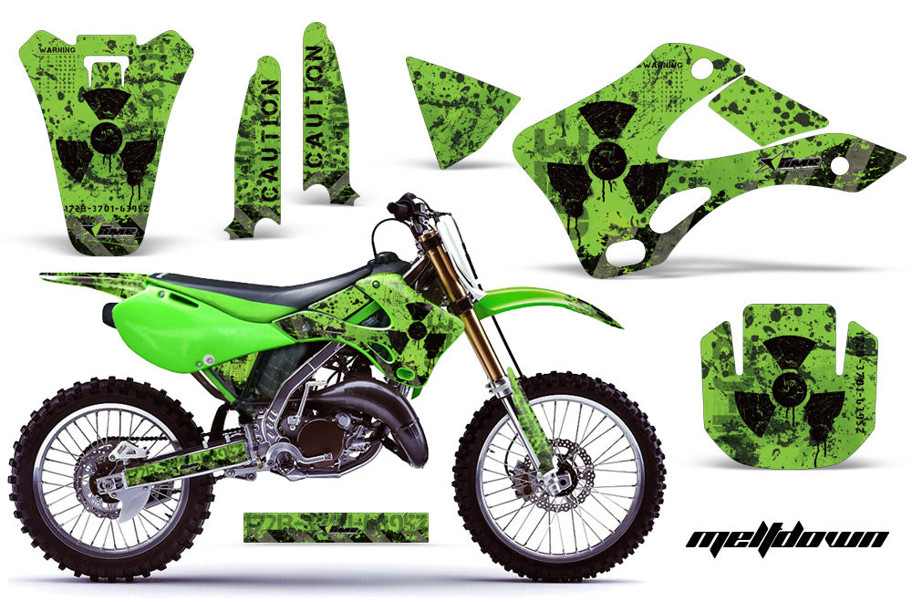 Dirt Bike Graphics Kit Decal Wrap For Kawasaki KX125 KX250 1999-2002 MELTDOWN BLACK GREEN-atv motorcycle utv parts accessories gear helmets jackets gloves pantsAll Terrain Depot