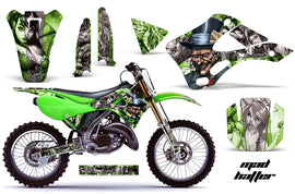 Dirt Bike Graphics Kit Decal Wrap For Kawasaki KX125 KX250 1999-2002 HATTER SILVER GREEN-atv motorcycle utv parts accessories gear helmets jackets gloves pantsAll Terrain Depot