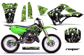 Dirt Bike Graphics Kit Decal Wrap For Kawasaki KX125 KX250 1999-2002 REAPER GREEN-atv motorcycle utv parts accessories gear helmets jackets gloves pantsAll Terrain Depot