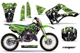 Graphics Kit Decal Wrap + # Plates For Kawasaki KX125 KX250 1999-2002 REAPER GREEN-atv motorcycle utv parts accessories gear helmets jackets gloves pantsAll Terrain Depot