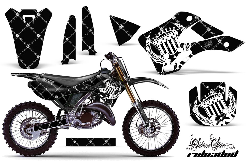 Graphics Kit Decal Wrap + # Plates For Kawasaki KX125 KX250 1999-2002 RELOADED WHITE BLACK-atv motorcycle utv parts accessories gear helmets jackets gloves pantsAll Terrain Depot
