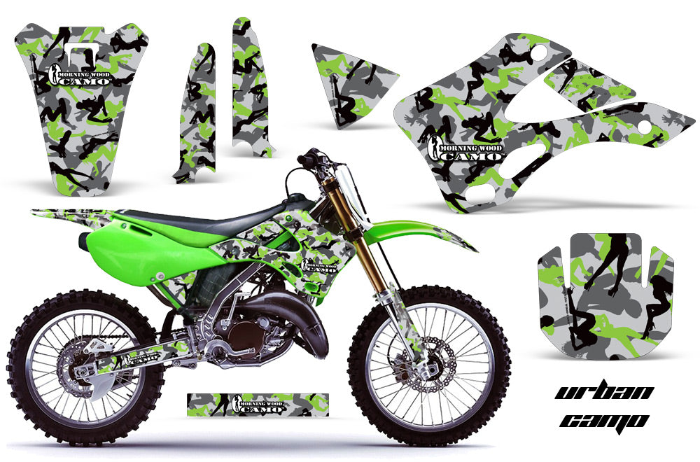Dirt Bike Graphics Kit Decal Wrap For Kawasaki KX125 KX250 1999-2002 URBAN CAMO GREEN-atv motorcycle utv parts accessories gear helmets jackets gloves pantsAll Terrain Depot