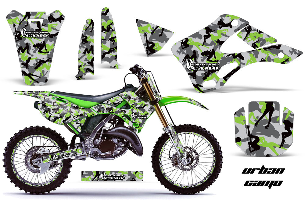 Graphics Kit Decal Wrap + # Plates For Kawasaki KX125 KX250 1999-2002 URBAN CAMO GREEN-atv motorcycle utv parts accessories gear helmets jackets gloves pantsAll Terrain Depot