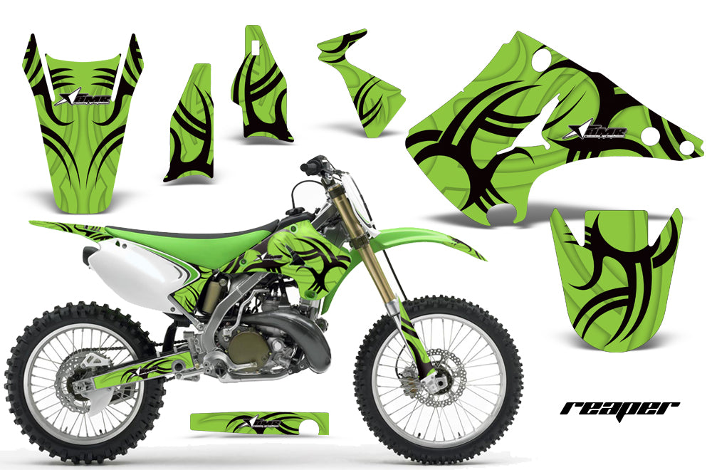 Dirt Bike Decal Graphics Kit Wrap For Kawasaki KX125 KX250 2003-2016 TRIBE BLACK GREEN-atv motorcycle utv parts accessories gear helmets jackets gloves pantsAll Terrain Depot