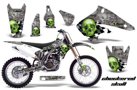 Dirt Bike Graphics Kit Decal Sticker Wrap For Kawasaki KX250F 2004-2005 CHECKERED GREEN SILVER-atv motorcycle utv parts accessories gear helmets jackets gloves pantsAll Terrain Depot