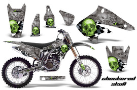 Graphics Kit Decal Sticker Wrap + # Plates For Kawasaki KX250F 2004-2005 CHECKERED GREEN SILVER-atv motorcycle utv parts accessories gear helmets jackets gloves pantsAll Terrain Depot