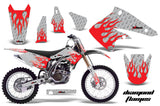 Graphics Kit Decal Sticker Wrap + # Plates For Kawasaki KX250F 2004-2005 DIAMOND FLAMES RED SILVER
