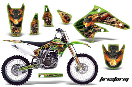 Dirt Bike Graphics Kit Decal Sticker Wrap For Kawasaki KX250F 2004-2005 FIRESTORM GREEN-atv motorcycle utv parts accessories gear helmets jackets gloves pantsAll Terrain Depot