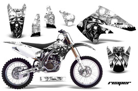 Dirt Bike Graphics Kit Decal Sticker Wrap For Kawasaki KX250F 2004-2005 REAPER WHITE-atv motorcycle utv parts accessories gear helmets jackets gloves pantsAll Terrain Depot