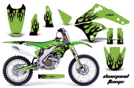 Dirt Bike Graphics Kit MX Decal Wrap For Kawasaki KX250F 2006-2008 DIAMOND FLAMES GREEN BLACK-atv motorcycle utv parts accessories gear helmets jackets gloves pantsAll Terrain Depot