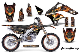 Graphics Kit Decal Sticker Wrap + # Plates For Kawasaki KX250F 2006-2008 FIRESTORM BLACK-atv motorcycle utv parts accessories gear helmets jackets gloves pantsAll Terrain Depot
