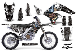 Graphics Kit Decal Sticker Wrap + # Plates For Kawasaki KX250F 2006-2008 HATTER BLACK WHITE-atv motorcycle utv parts accessories gear helmets jackets gloves pantsAll Terrain Depot