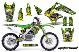 Dirt Bike Graphics Kit MX Decal Wrap For Kawasaki KX250F 2006-2008 MOTORHEAD GREEN-atv motorcycle utv parts accessories gear helmets jackets gloves pantsAll Terrain Depot