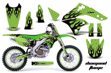 Load image into Gallery viewer, Graphics Kit Decal Sticker Wrap + # Plates For Kawasaki KX250F 2006-2008 DIAMOND FLAMES GREEN BLACK-atv motorcycle utv parts accessories gear helmets jackets gloves pantsAll Terrain Depot