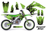 Graphics Kit Decal Sticker Wrap + # Plates For Kawasaki KX250F 2006-2008 DIAMOND FLAMES GREEN BLACK