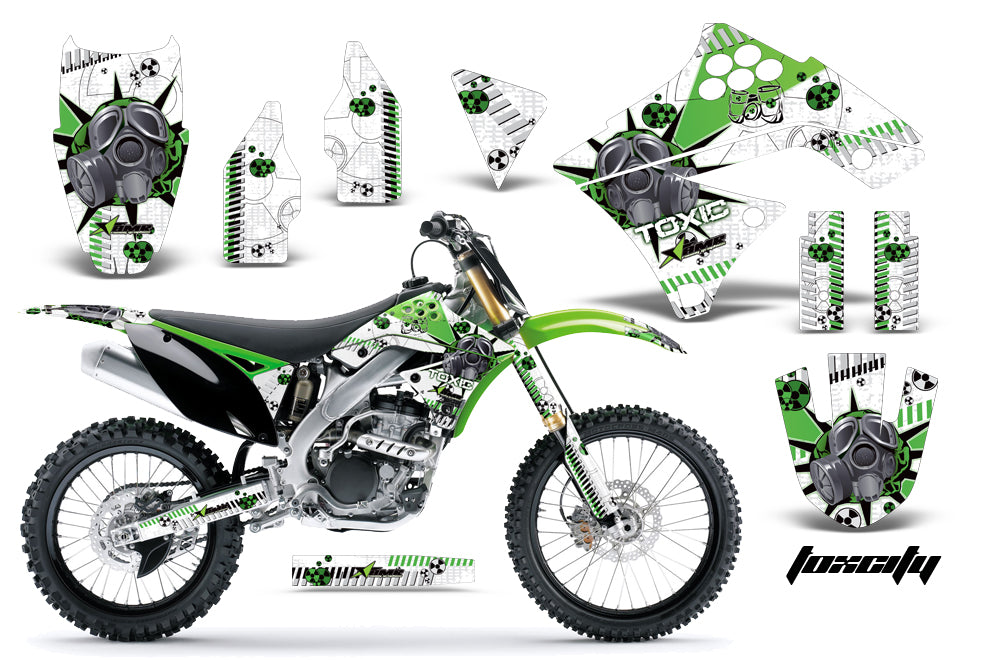 Dirt Bike Graphics Kit Decal Sticker Wrap For Kawasaki KX250F 2009-2012 TOXIC GREEN WHITE-atv motorcycle utv parts accessories gear helmets jackets gloves pantsAll Terrain Depot