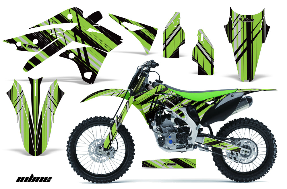 Dirt Bike Graphics Kit Decal Sticker Wrap For Kawasaki KXF250 2013-2016 INLINE GREEN-atv motorcycle utv parts accessories gear helmets jackets gloves pantsAll Terrain Depot