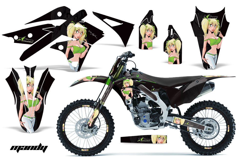 Graphics Kit Decal Sticker Wrap + # Plates For Kawasaki KXF250 2013-2016 MANDY GREEN BLACK-atv motorcycle utv parts accessories gear helmets jackets gloves pantsAll Terrain Depot