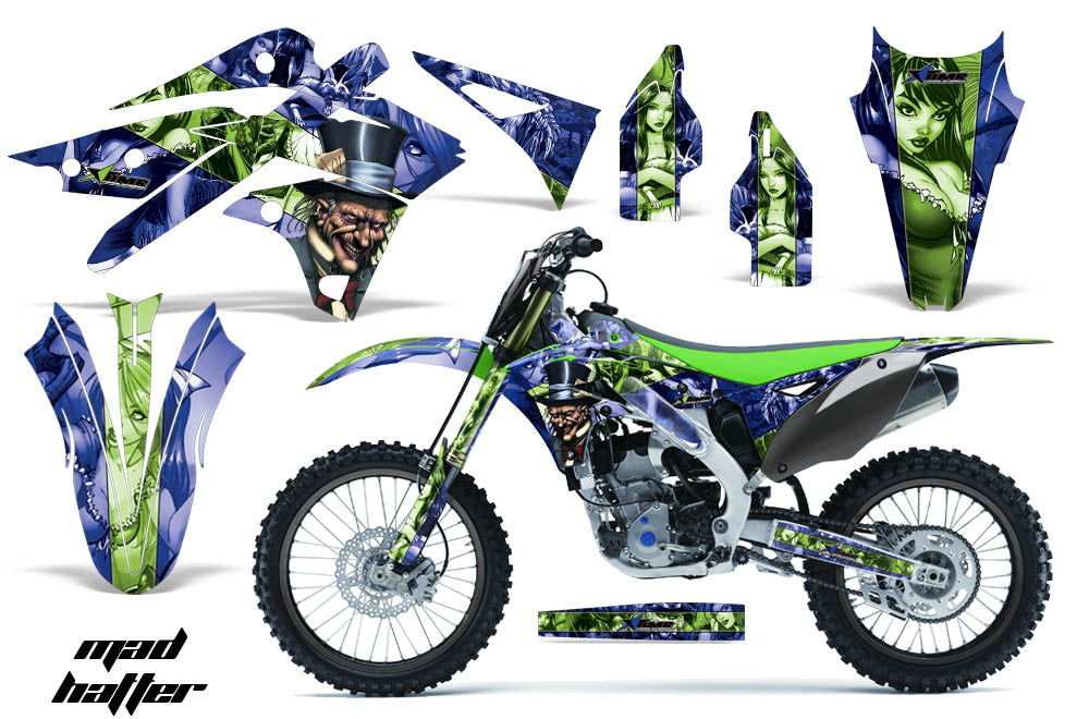 Dirt Bike Graphics Kit Decal Sticker Wrap For Kawasaki KXF250 2013-2016 HATTER GREEN BLUE-atv motorcycle utv parts accessories gear helmets jackets gloves pantsAll Terrain Depot