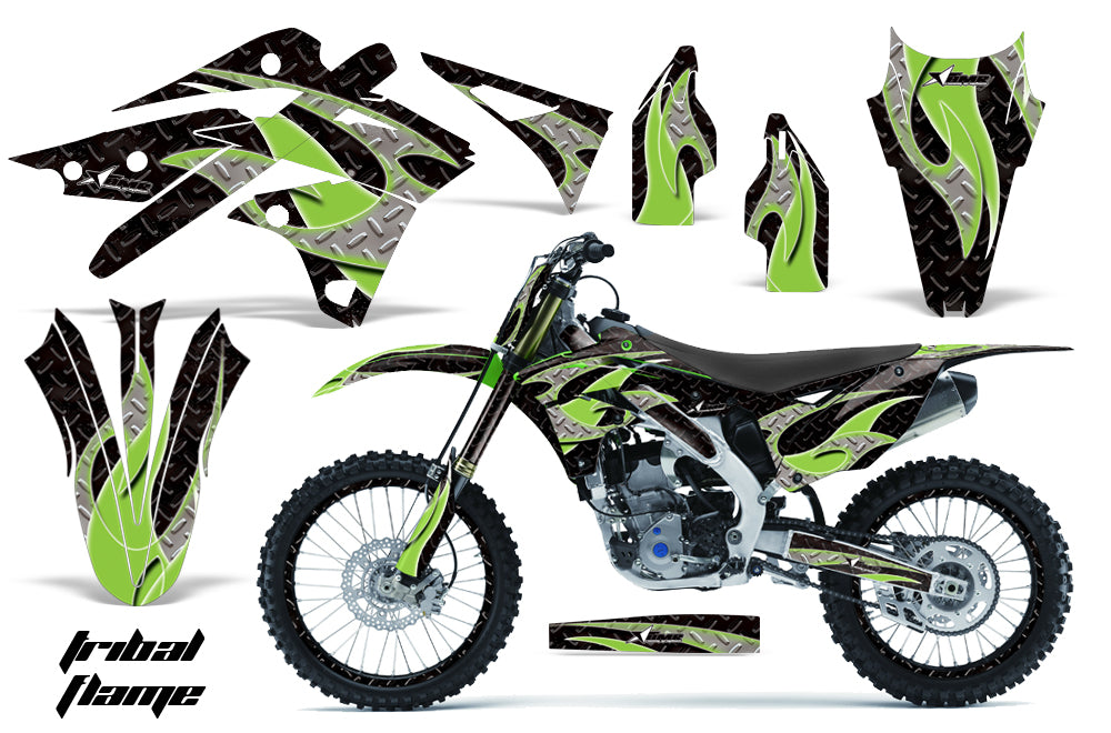 Graphics Kit Decal Sticker Wrap + # Plates For Kawasaki KXF250 2013-2016 TRIBAL GREEN BLACK-atv motorcycle utv parts accessories gear helmets jackets gloves pantsAll Terrain Depot