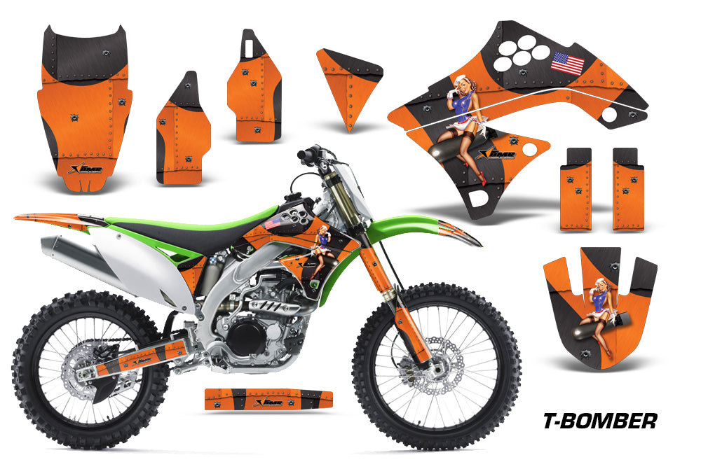 Dirt Bike Decal Graphics Kit Sticker Wrap For Kawasaki KXF450 2009-2011 TBOMBER ORANGE-atv motorcycle utv parts accessories gear helmets jackets gloves pantsAll Terrain Depot