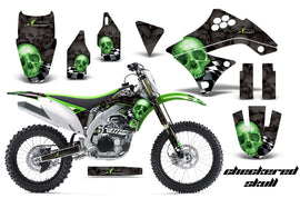 Dirt Bike Decal Graphics Kit Sticker Wrap For Kawasaki KXF450 2009-2011 CHECKERED GREEN BLACK-atv motorcycle utv parts accessories gear helmets jackets gloves pantsAll Terrain Depot
