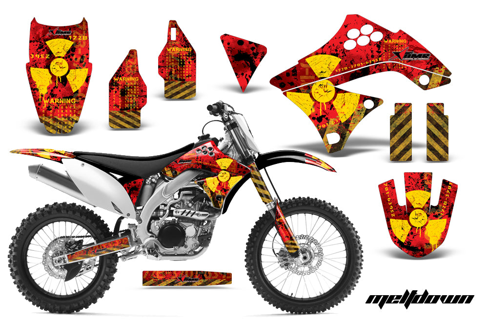 Dirt Bike Decal Graphics Kit Sticker Wrap For Kawasaki KXF450 2009-2011 MELTDOWN YELLOW RED-atv motorcycle utv parts accessories gear helmets jackets gloves pantsAll Terrain Depot