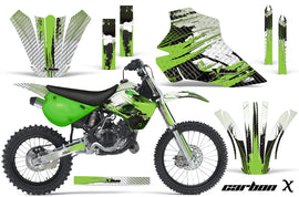 Dirt Bike Graphics Kit Decal Wrap For Kawasaki KX80 KX100 1995-1997 CARBONX GREEN-atv motorcycle utv parts accessories gear helmets jackets gloves pantsAll Terrain Depot