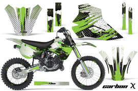 Graphics Kit Decal Wrap + # Plates For Kawasaki KX80 KX100 1995-1997 CARBONX GREEN-atv motorcycle utv parts accessories gear helmets jackets gloves pantsAll Terrain Depot