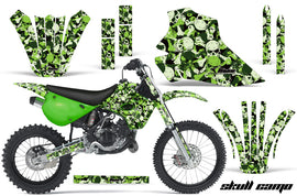 Dirt Bike Graphics Kit Decal Wrap For Kawasaki KX80 KX100 1995-1997 SKULL CAMO GREEN-atv motorcycle utv parts accessories gear helmets jackets gloves pantsAll Terrain Depot