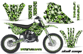 Graphics Kit Decal Wrap + # Plates For Kawasaki KX80 KX100 1995-1997 SKULL CAMO GREEN-atv motorcycle utv parts accessories gear helmets jackets gloves pantsAll Terrain Depot