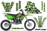 Dirt Bike Graphics Kit Decal Wrap For Kawasaki KX80 KX100 1995-1997 SKULL CAMO GREEN