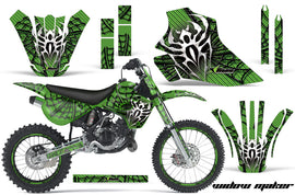 Graphics Kit Decal Wrap + # Plates For Kawasaki KX80 KX100 1995-1997 WIDOW BLACK GREEN-atv motorcycle utv parts accessories gear helmets jackets gloves pantsAll Terrain Depot