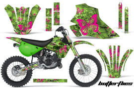 Dirt Bike Graphics Kit Decal Wrap For Kawasaki KX80 KX100 1995-1997 BUTTERFLIES PINK GREEN-atv motorcycle utv parts accessories gear helmets jackets gloves pantsAll Terrain Depot