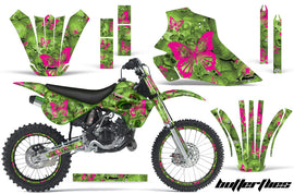 Graphics Kit Decal Wrap + # Plates For Kawasaki KX80 KX100 1995-1997 BUTTERFLIES PINK GREEN-atv motorcycle utv parts accessories gear helmets jackets gloves pantsAll Terrain Depot