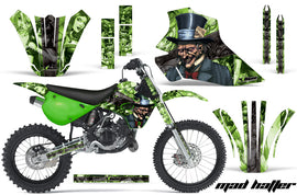 Dirt Bike Graphics Kit Decal Wrap For Kawasaki KX80 KX100 1995-1997 HATTER BLACK GREEN-atv motorcycle utv parts accessories gear helmets jackets gloves pantsAll Terrain Depot