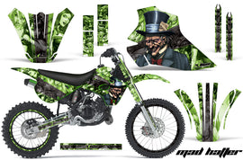 Graphics Kit Decal Wrap + # Plates For Kawasaki KX80 KX100 1995-1997 HATTER GREEN BLACK-atv motorcycle utv parts accessories gear helmets jackets gloves pantsAll Terrain Depot