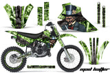 Graphics Kit Decal Wrap + # Plates For Kawasaki KX80 KX100 1995-1997 HATTER GREEN BLACK