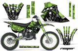 Graphics Kit Decal Wrap + # Plates For Kawasaki KX80 KX100 1995-1997 REAPER GREEN