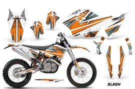 Dirt Bike Graphics Kit Decal Wrap For KTM SX/XCR-W/EXC/XC/XC-W/XCF-W 2007-2011 SLASH ORANGE WHITE-atv motorcycle utv parts accessories gear helmets jackets gloves pantsAll Terrain Depot